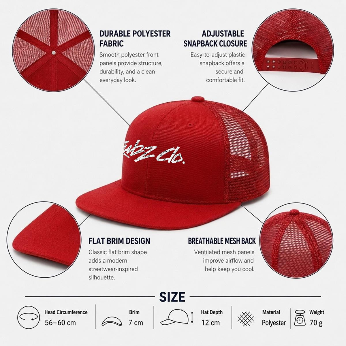 Kubz Embroidery Flat-Brim Mesh Cap