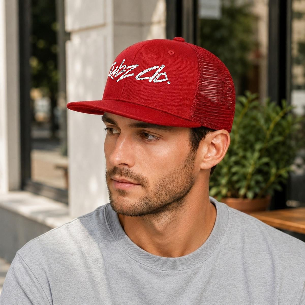 Kubz Embroidery Flat-Brim Mesh Cap